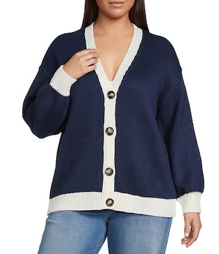 Plus Size Julius American Flag V-Neck Long Sleeve Cardigan | Dillard's