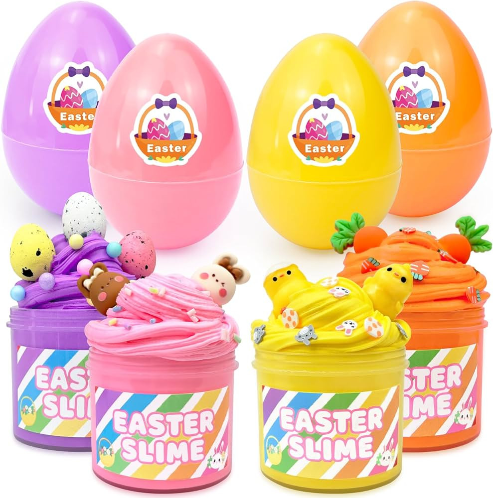Prefilled Easter Eggs with Slime and Charms 4Pack for Kids,Easter Basket Stuffers Toys Gifts for ... | Amazon (US)