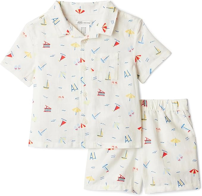 Amazon Essentials x Sofia Grainge Toddlers and Baby Boys' Cotton Linen Short Sleeve Shirt & Short... | Amazon (US)