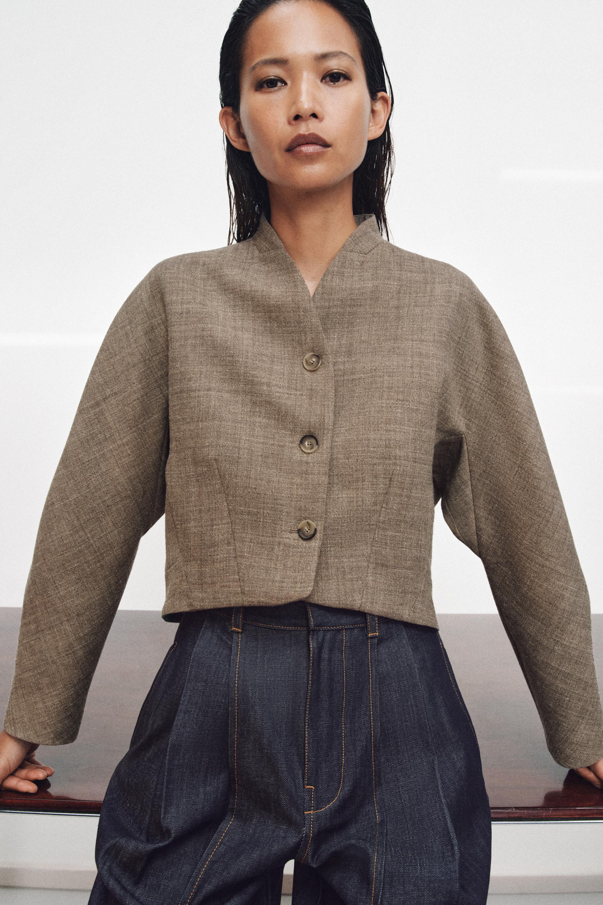 ZW COLLECTION WOOL BLEND CROPPED JACKET | Zara UK