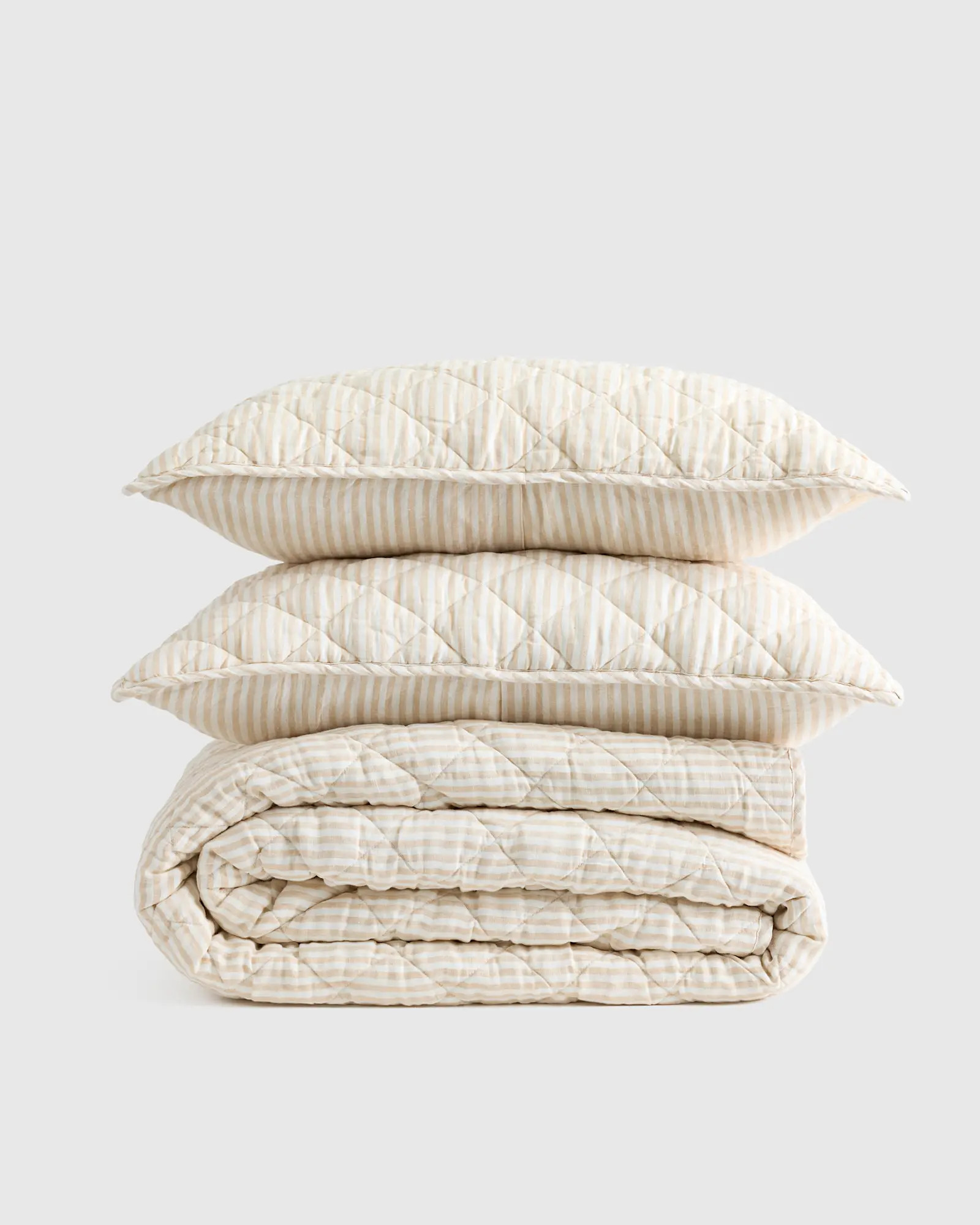 European Linen Striped Quilt Set | Quince