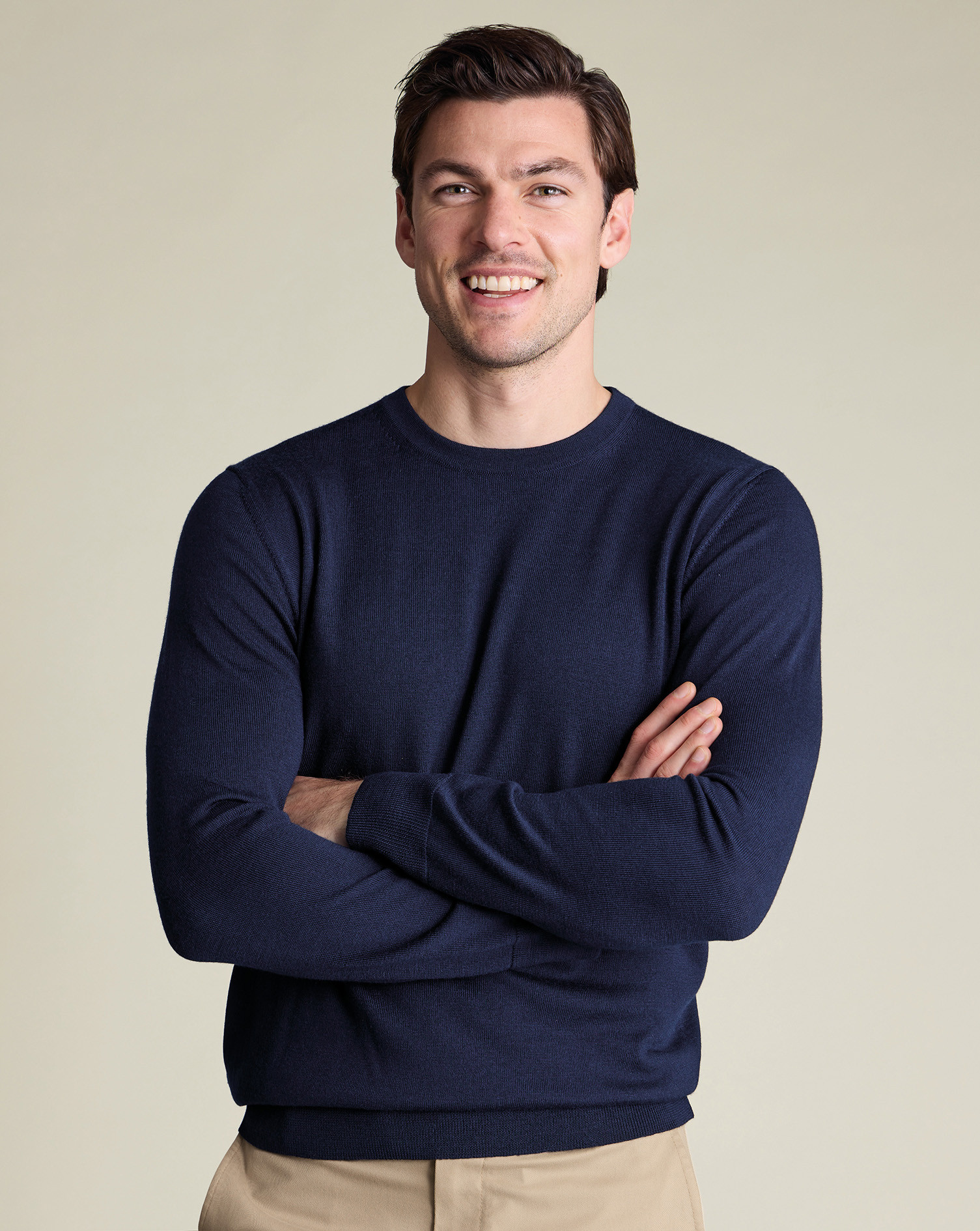 Pure Merino Crew Neck Sweater - Navy | Charles Tyrwhitt