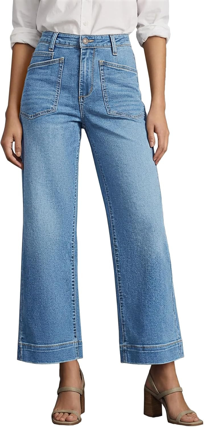 Cicy Bell Womens Cropped Wide Leg Jeans High Waisted Baggy Denim Ankle Pant | Amazon (US)