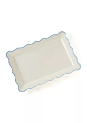 Crown & Ivy™ Blue Trim Ruffled Rectangular Serving Platter | Belk