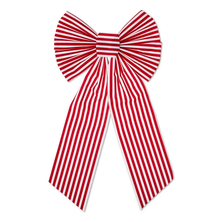 Red and White Stripe Decorative Christmas Bow, 18", by Holiday Time | Walmart (US)