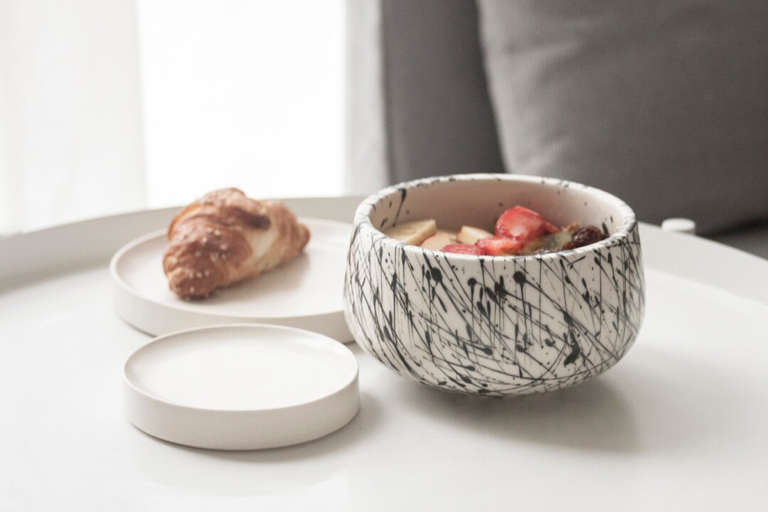 Ceramic Bowl in White and Black Lines Pattern.modern Tableware,serving Bowl, Salad Bowl,cereal Bo... | Etsy (US)