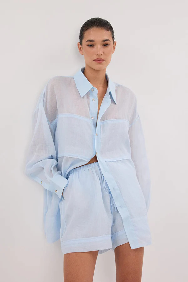 KAI CORNFLOWER OVERSIZED RAMIE LONG SLEEVE SHIRT | DISSH