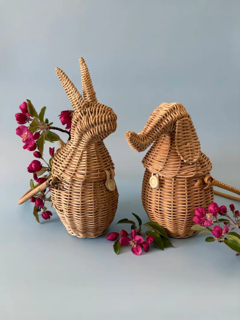 Vintage Wicker Bunny Purse - Etsy | Etsy (US)