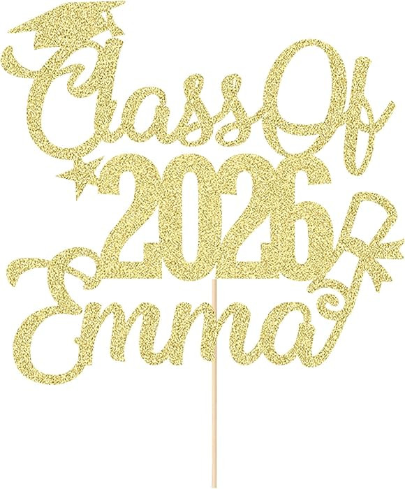 EDSG Personalized Graduation Cake Topper Class of 2026 Double Sided Glitter Cake Toppers Custom C... | Amazon (US)