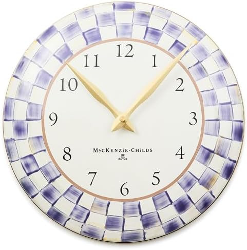 MACKENZIE-CHILDS Wall Clock, Purple-and-White Violet Check | Amazon (US)