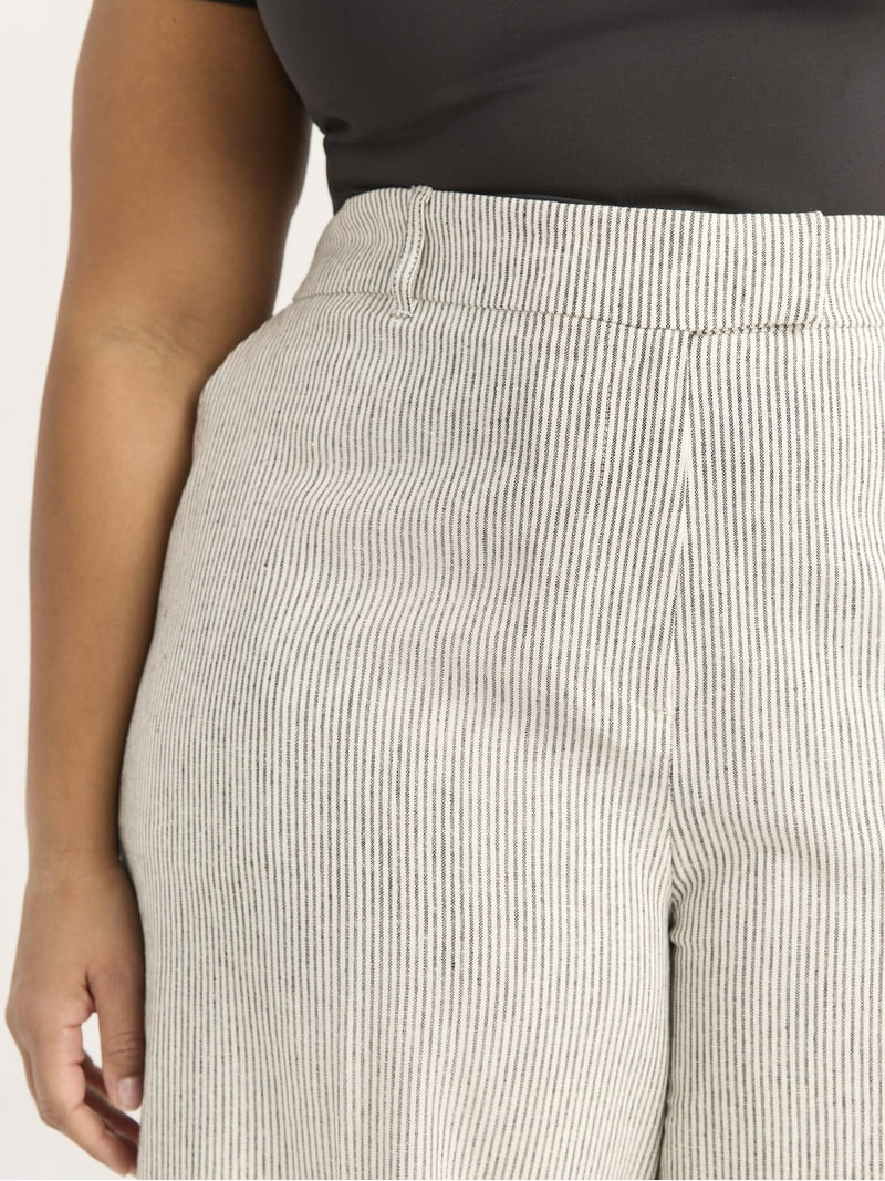 Scoop Women's and Women’s Plus Linen Blend Tailored Wide Leg Pants, Sizes 0-26W | Walmart (US)