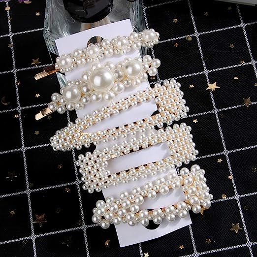Topcosplay 5pcs Fashion Sweet Artificial Pearl Hair Clips for Women Girls Hair Pins Barrettes Dec... | Amazon (US)