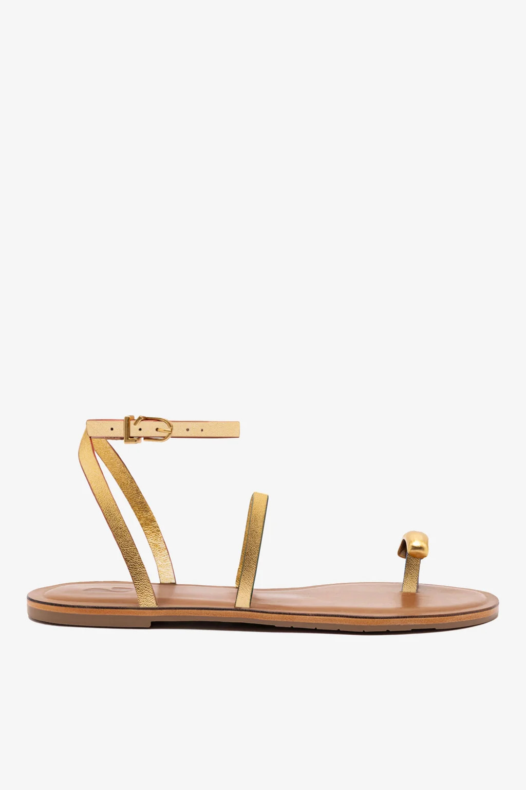 Biarritz Flat Sandal In Gold Metallic Leather | Larroude