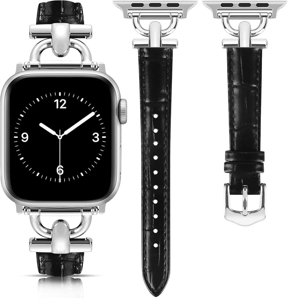Leather Band Compatible with Apple Watch Bands for Women, Dressy Fancy Strap for iWatch Series 10... | Amazon (US)