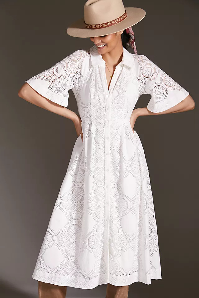 Maeve Eyelet Midi Dress | Anthropologie (US)