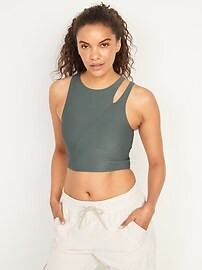 Medium Support PowerSoft Cutout Longline Sports Bra for Women XS-XXL | Old Navy (US)