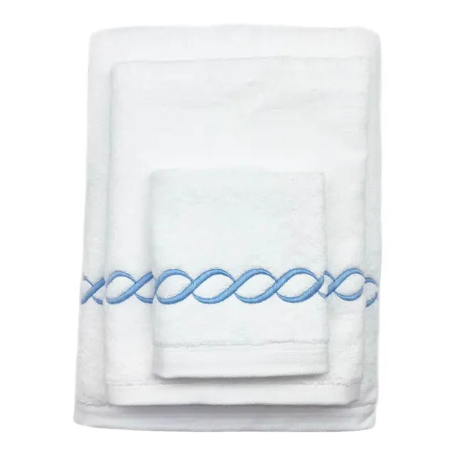 Scalloped Chain Towel Set in Light Blue - 3 Pieces | Chairish
