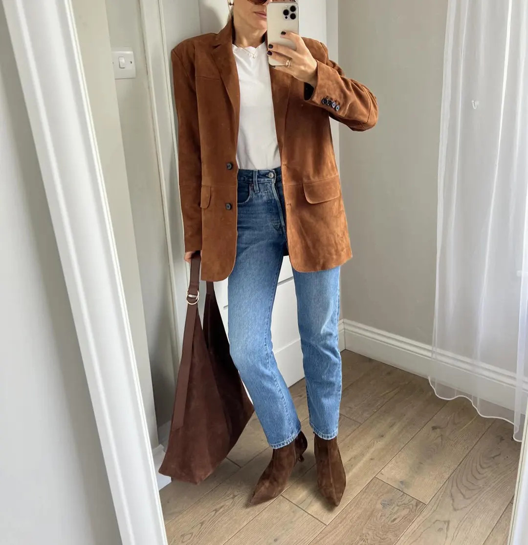 Vintage Suede Leather Blazer: Women's Western Style Sheepskin Coat - Etsy | Etsy (US)