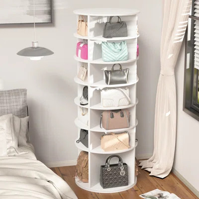 7 Tier Rotating Shoe Rack Tower, Spinning Shoe Display, 360 Shoe Rack Storage Round Carousel, Vertical Handbag Rotate Shoes Closet Organization (WHITE | Wayfair North America