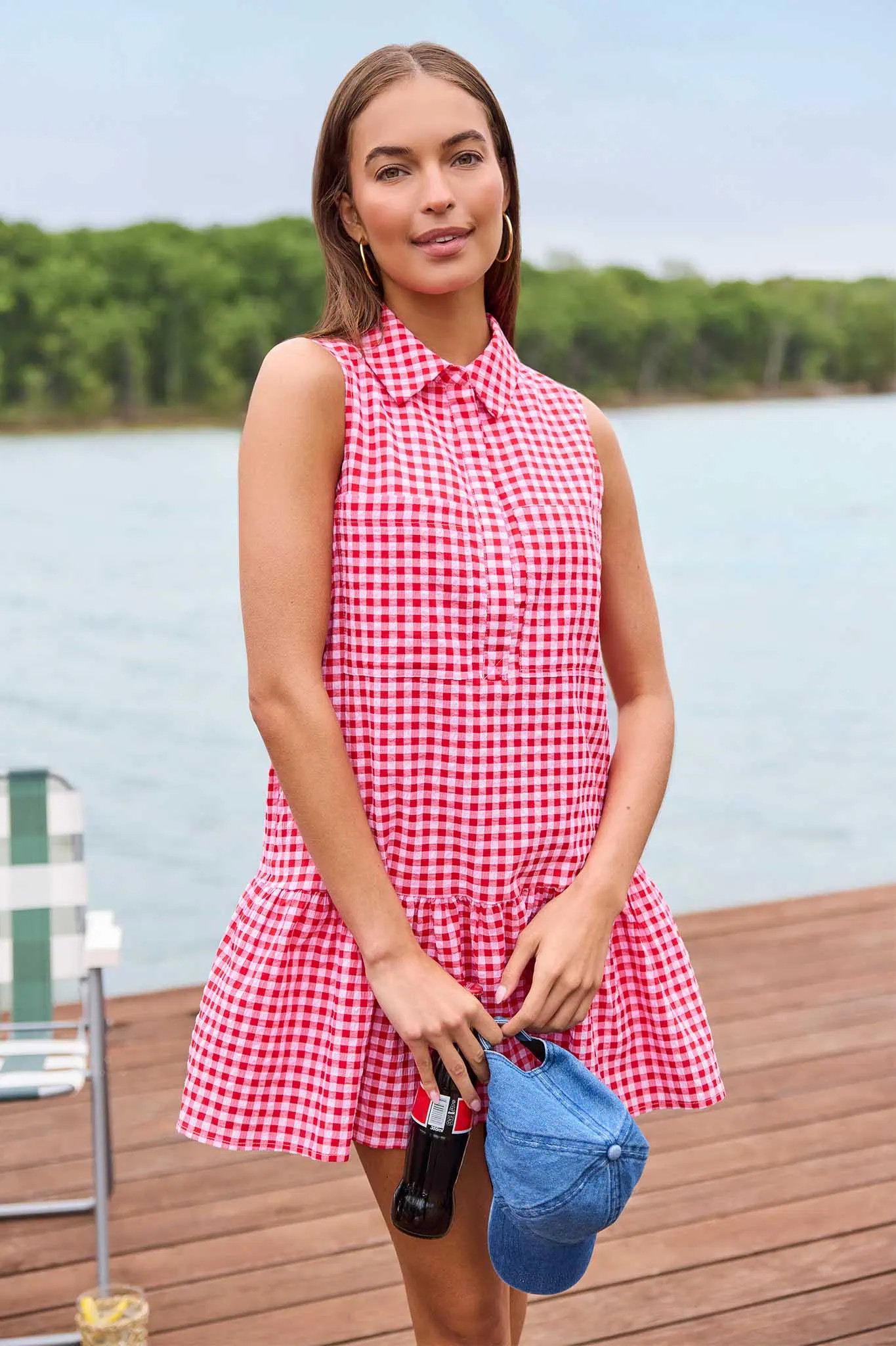 Georgie Red Gingham Short Dress | Avara