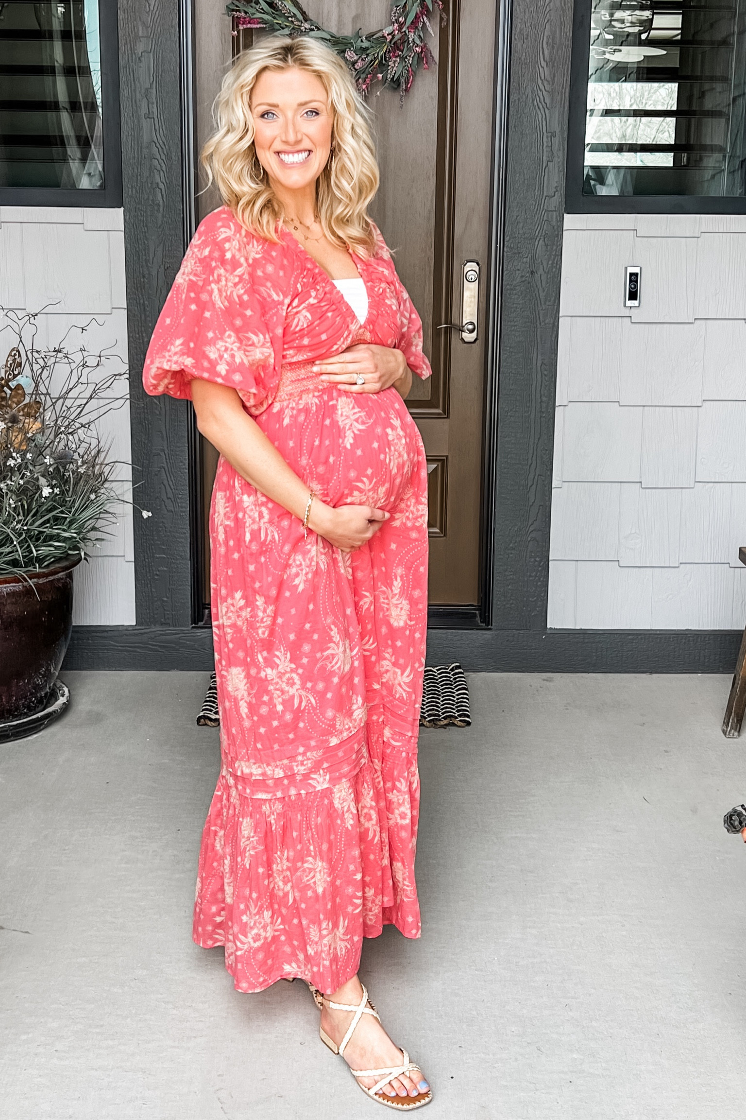 A moment for my bump friendly Easter Dress. Free people does it best and I love how I can transition this dress from a growing bump to a perfect postpartum fit. Wearing a size small and am 27 weeks  pregnant. Size 9.5 in the perfect summer sandals. 

#LTKbump #LTKSeasonal #LTKshoecrush