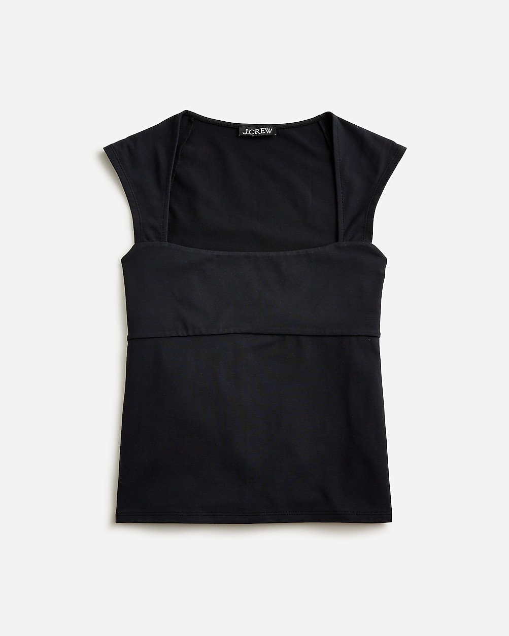 Squareneck cap-sleeve top in stretch cotton blend | J. Crew US