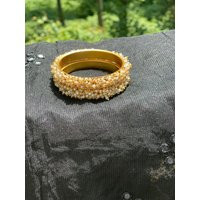 Gold Plated Pearl Beaded Bangles, 2-Pack | Etsy (US)