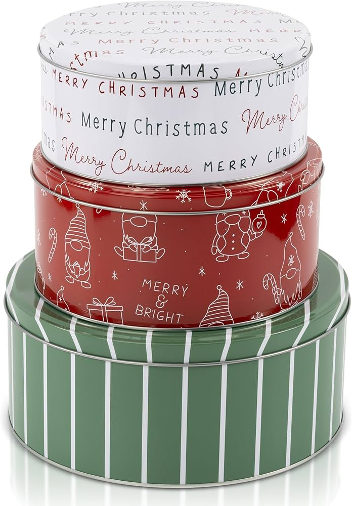 Beautiful Christmas Cookie Tins Set Of 3 - Cute Containers Are Perfect To Share Delicious Homemad... | Amazon (US)