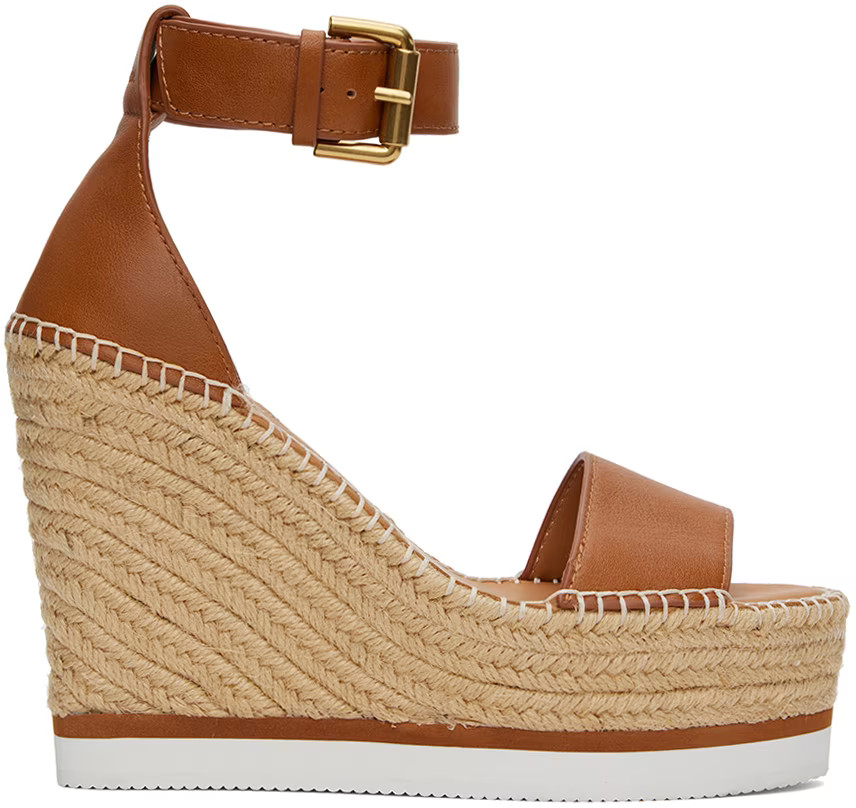 Tan Glyn Espadrille Heeled Sandals | SSENSE