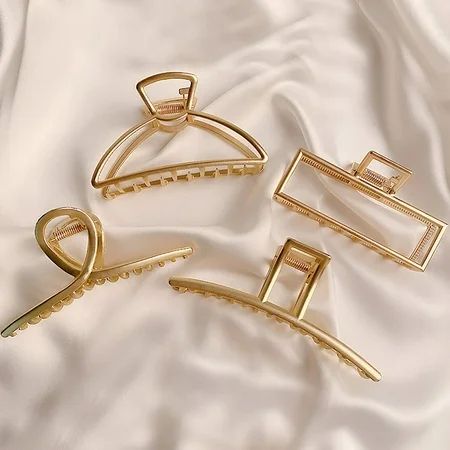 4Pack Large Metal Hair Clips 4.7Inch Nonslip Gold Hair Claw Clips for Women Strongly Fixed Jaw Hair  | Walmart (US)