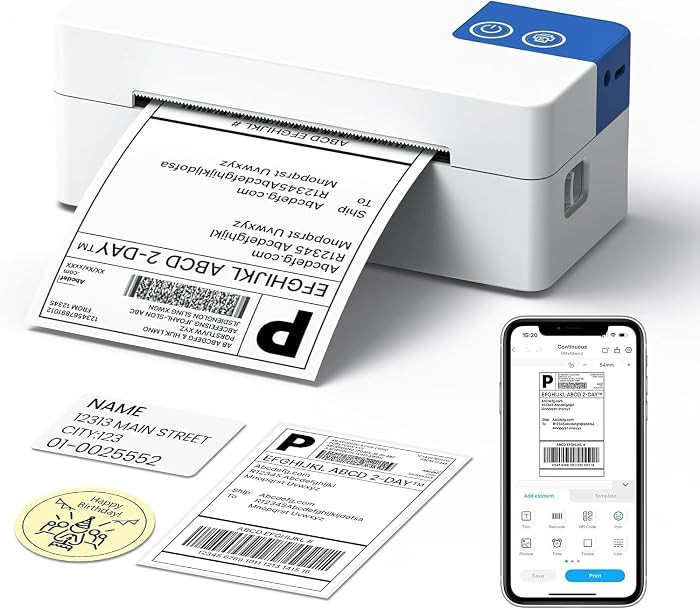 Bluetooth Thermal Shipping Label Printer, 4x6 Thermal Label Printer | Amazon (US)