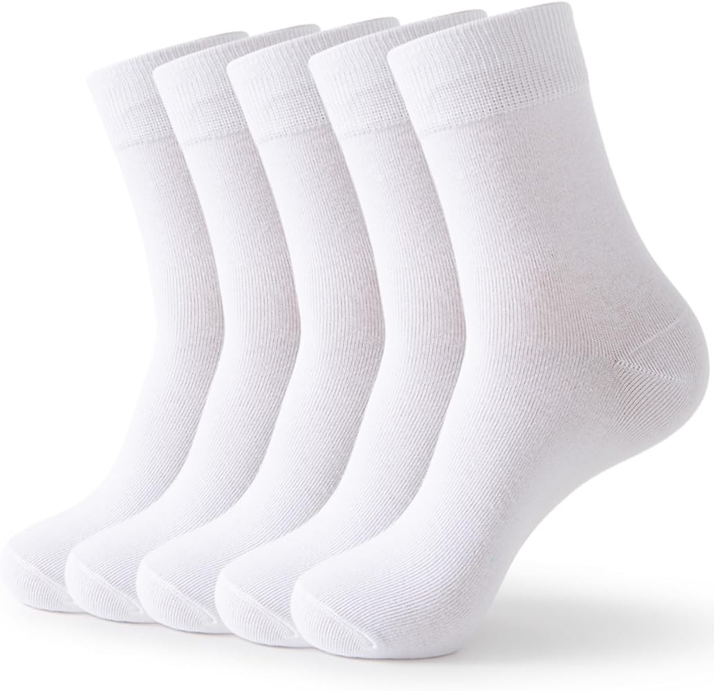 Josnown Crew Socks for Women, Thin Cotton Socks Womens Casual Soft Aesthetic Socks 5 Pairs | Amazon (US)