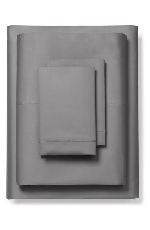 Boll & Branch Percale Hemmed Sheet Set in Pewter at Nordstrom, Size Split King | Nordstrom
