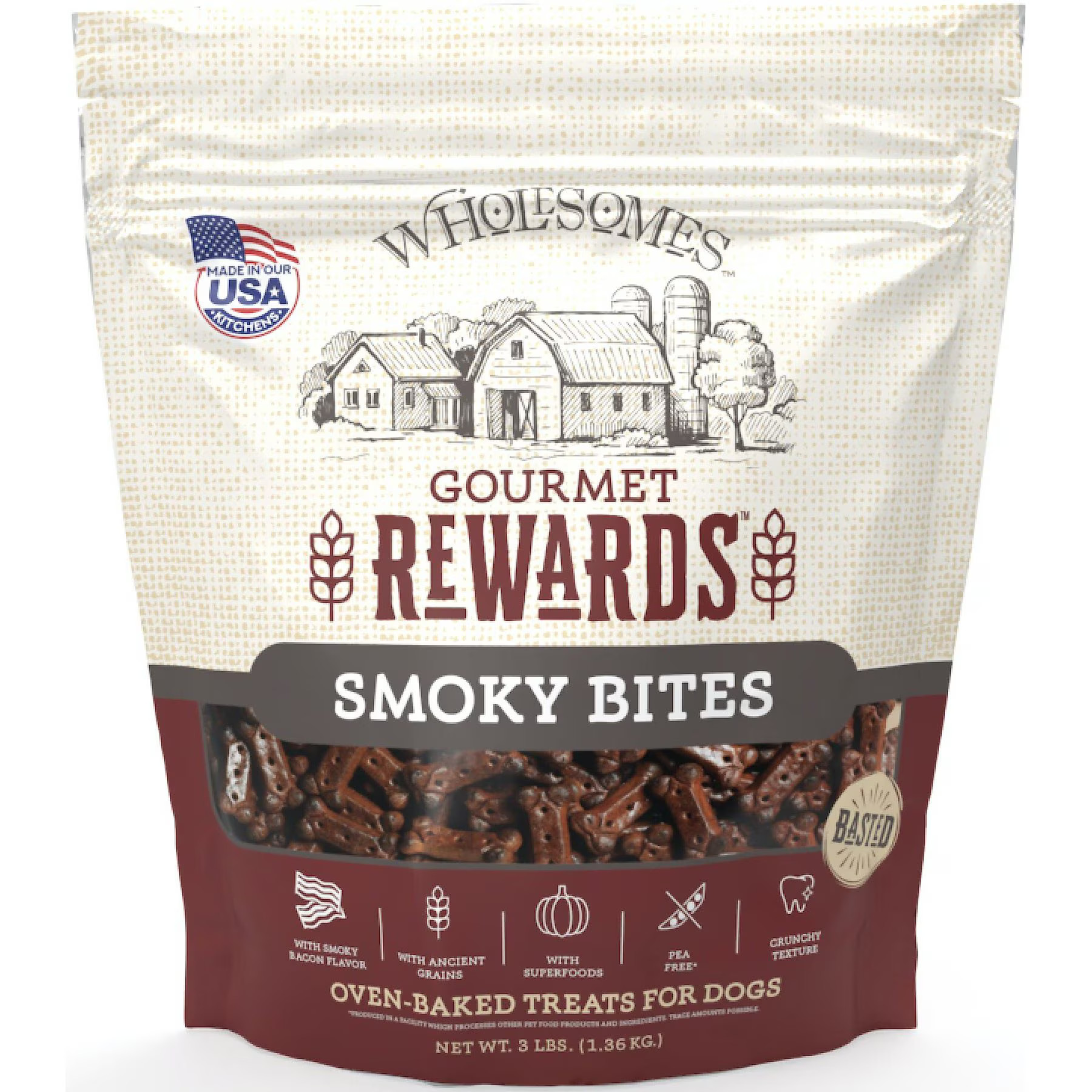 Wholesomes Rewards Smoky Bites Biscuit Dog Treats, 3-lb bag | Chewy