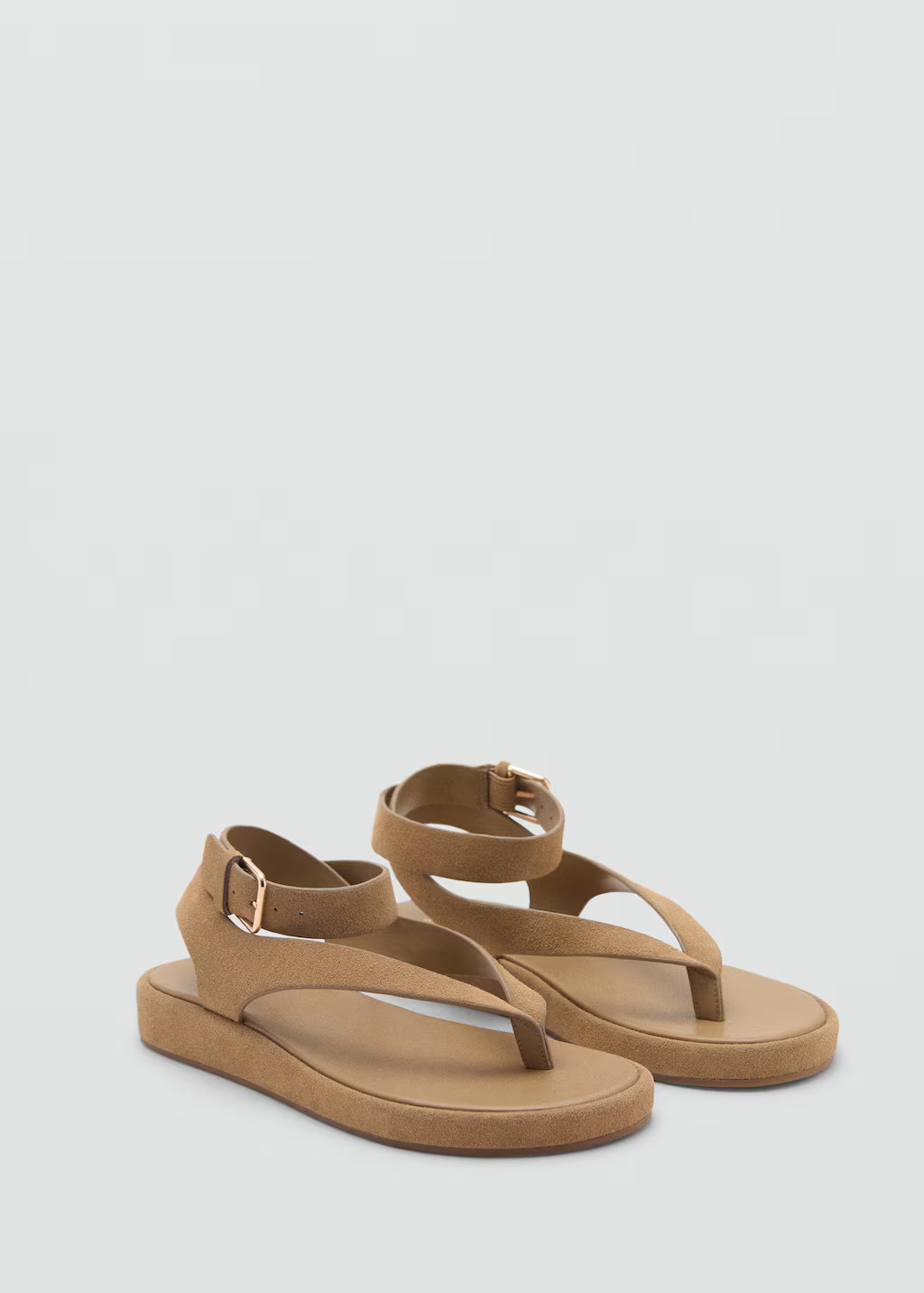 Split leather sandals with buckle sand - Women - 6½ - MANGO | Mango (US/MX/AU)