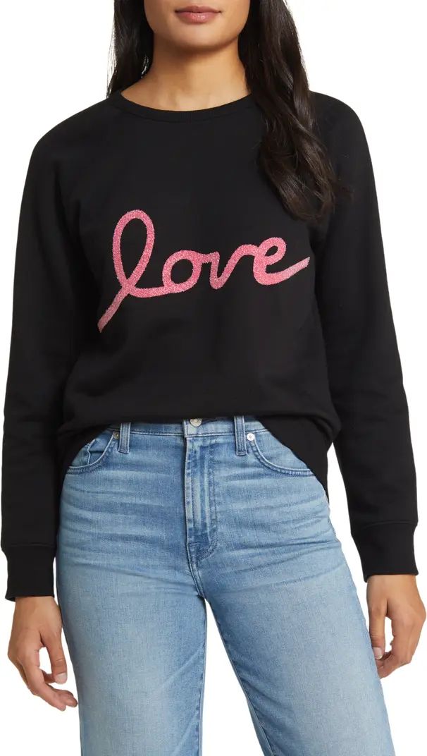 Love Metallic Cotton Blend Graphic Sweatshirt | Nordstrom