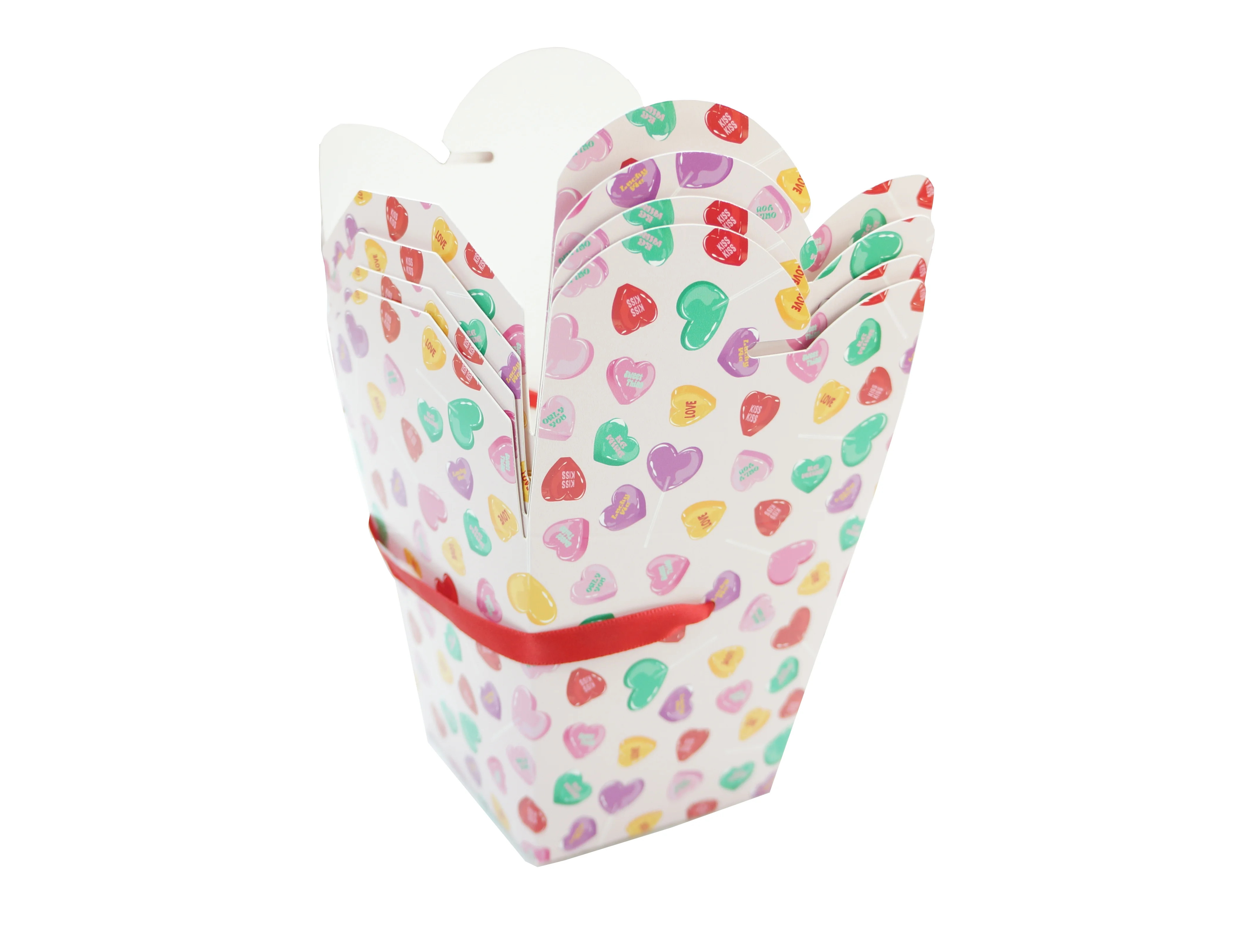 Candy Hearts Take Out Boxes, Multicolor, 4" x 4" x 4", 4 Count, Valentine's Day by Way To Celebra... | Walmart (US)