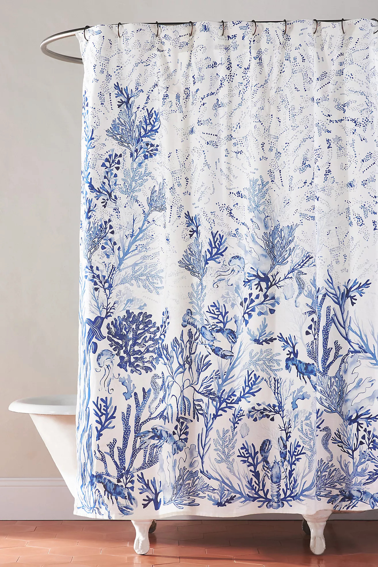 Maeve Lobster Organic Cotton Shower Curtain | Anthropologie (US)