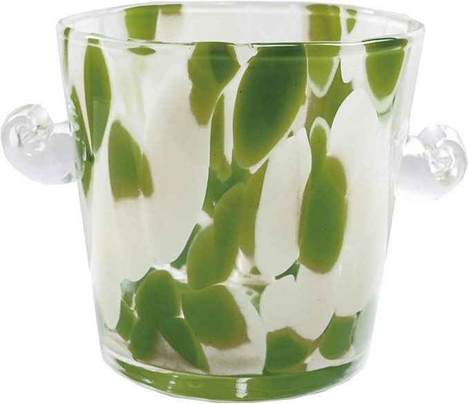 Creative Co-Op 32-Ounce Confetti Glass Ice Bucket with Handles, Yellow and Green | Amazon (US)