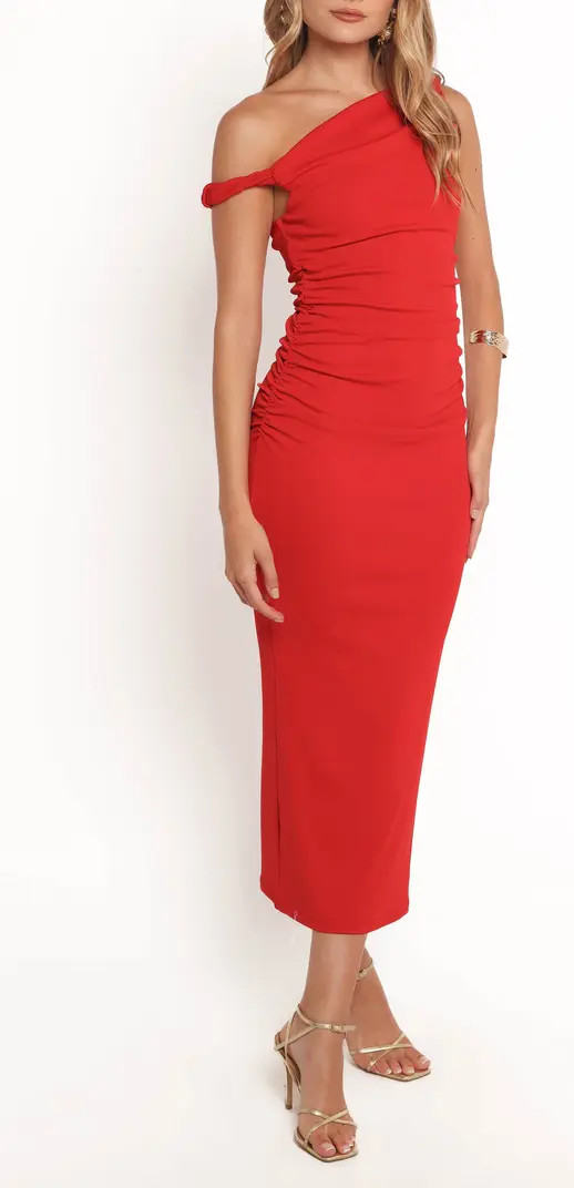 Petal & Pup Fira Asymmetric Neck Ruched Maxi Dress | Nordstrom | Nordstrom