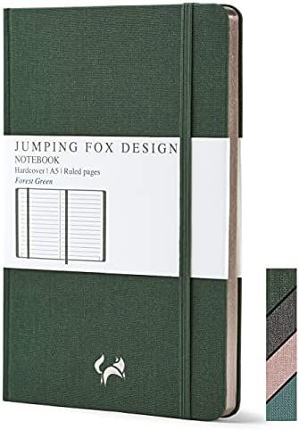Jumping Fox Design Linen Fabric Premium A5 Ruled Notebook Hardcover Lined Journal, Medium 5.6 x 8... | Amazon (US)