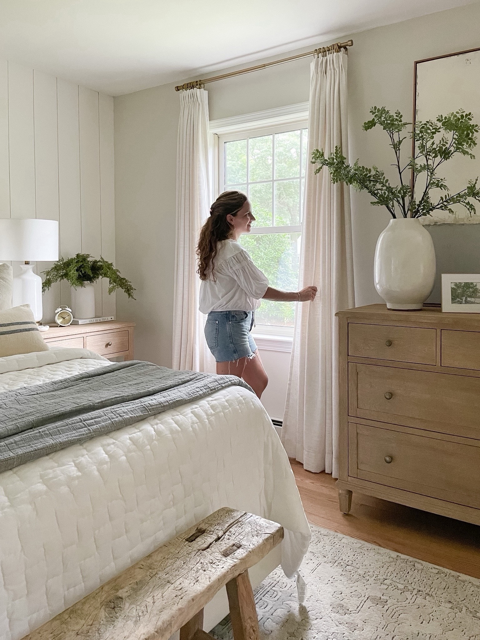 TWOPAGES curtains, pottery barn dresser, bedding, wood bench, nightstand 

#LTKsalealert #LTKhome #LTKstyletip