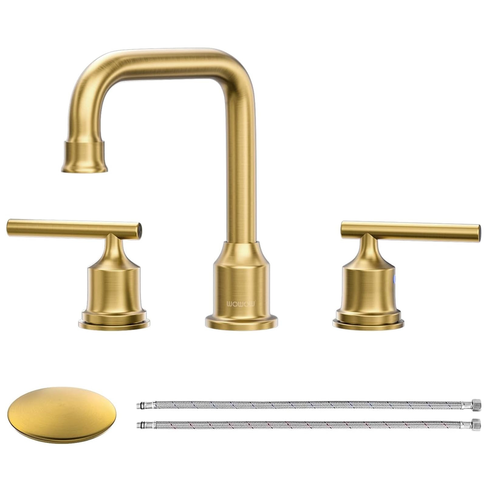 WOWOW Brushed Gold Bathroom Faucet Widespread Bathroom Sink Faucet 2 Handle Lavatory Tap 3 Holes ... | Amazon (US)