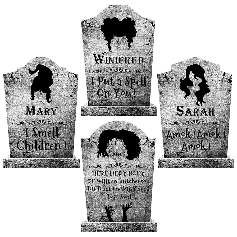LimBridge Outdoor Halloween Decorations Tombstones: 4ct Large Witches Zombie Gravestones, Outside... | Amazon (US)