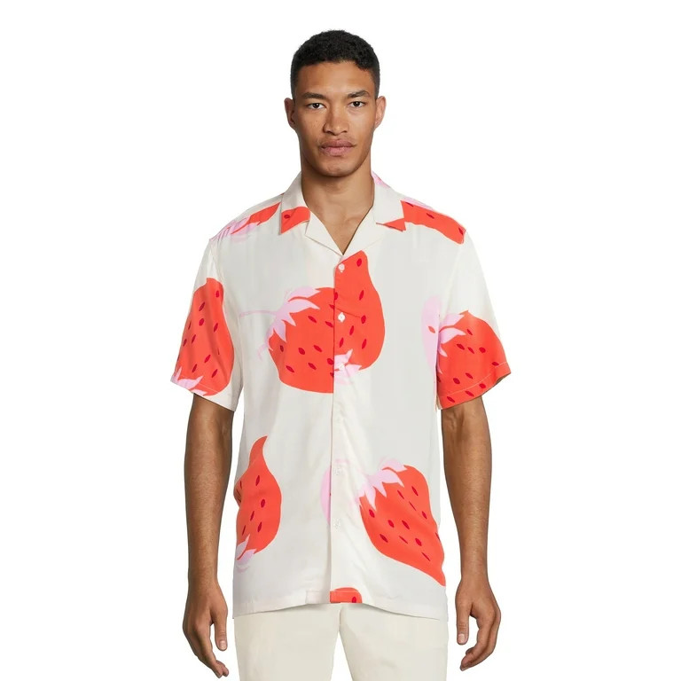 No Boundaries Men's & Big Men's Button-Down Rayon Shirt, Sizes XS-5XL | Walmart (US)