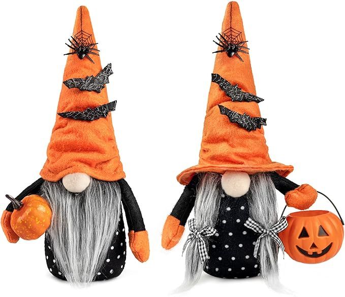 D-FantiX Halloween Gnomes Plush Decor, 2 Pack Handmade Tomte Swedish Gnome Nisse Scandinavian Gno... | Amazon (US)