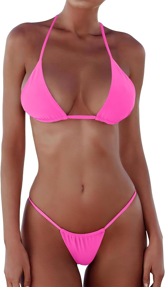 XUNYU Thong Bikini Sets for Women Sexy Triangle Brazilian String Swimsuit | Amazon (US)