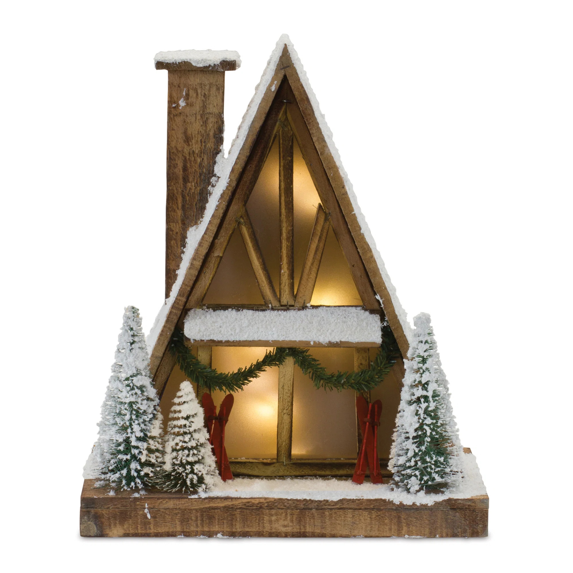 Vintage A-Frame Ski Lodge Lighted Display 16.5"H | Wayfair North America