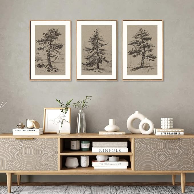 Vintage Tree Sketch Wall Art Set,Nature Sketch Wall Painting, Antique Tree Drawings Wall Decor,Fr... | Amazon (US)