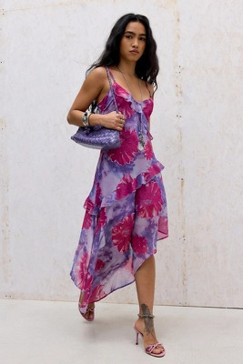 UO Cara Ruffle Slip Midi Dress | Urban Outfitters UK